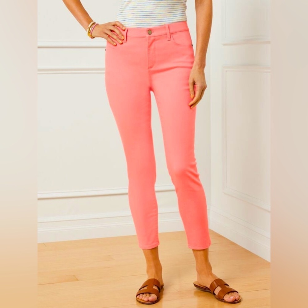 Talbots Size 8 Strawberry Pink High Waist Stretch Jegging Crop Pants NWOT